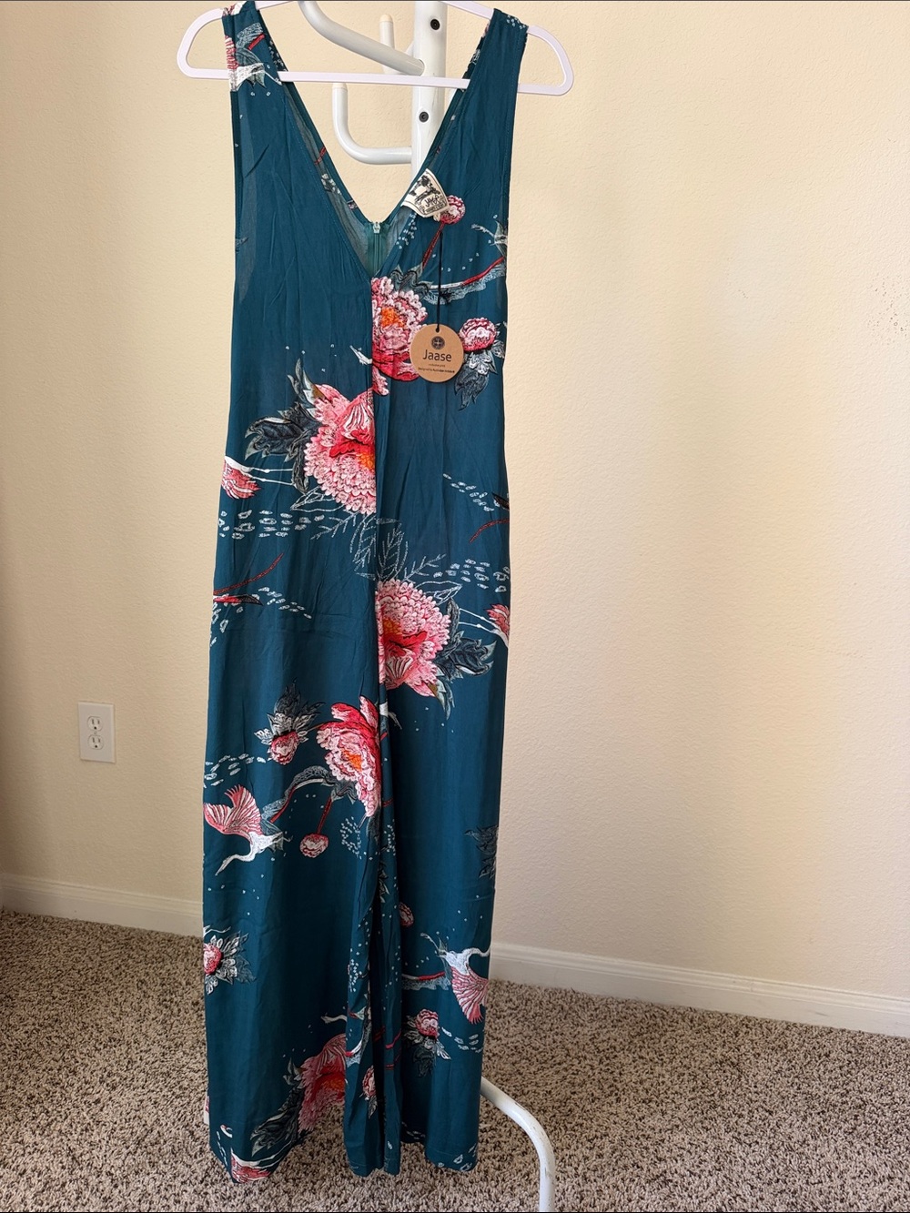 Jaase Green Floral V-Neck Wide-Leg Jumpsuit